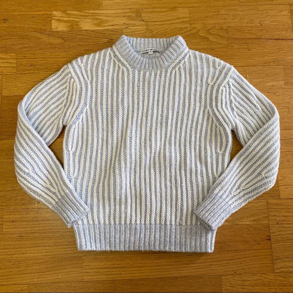 Elizabeth and James Plaited Crewneck Fuzzy Soft Chunky Sweater